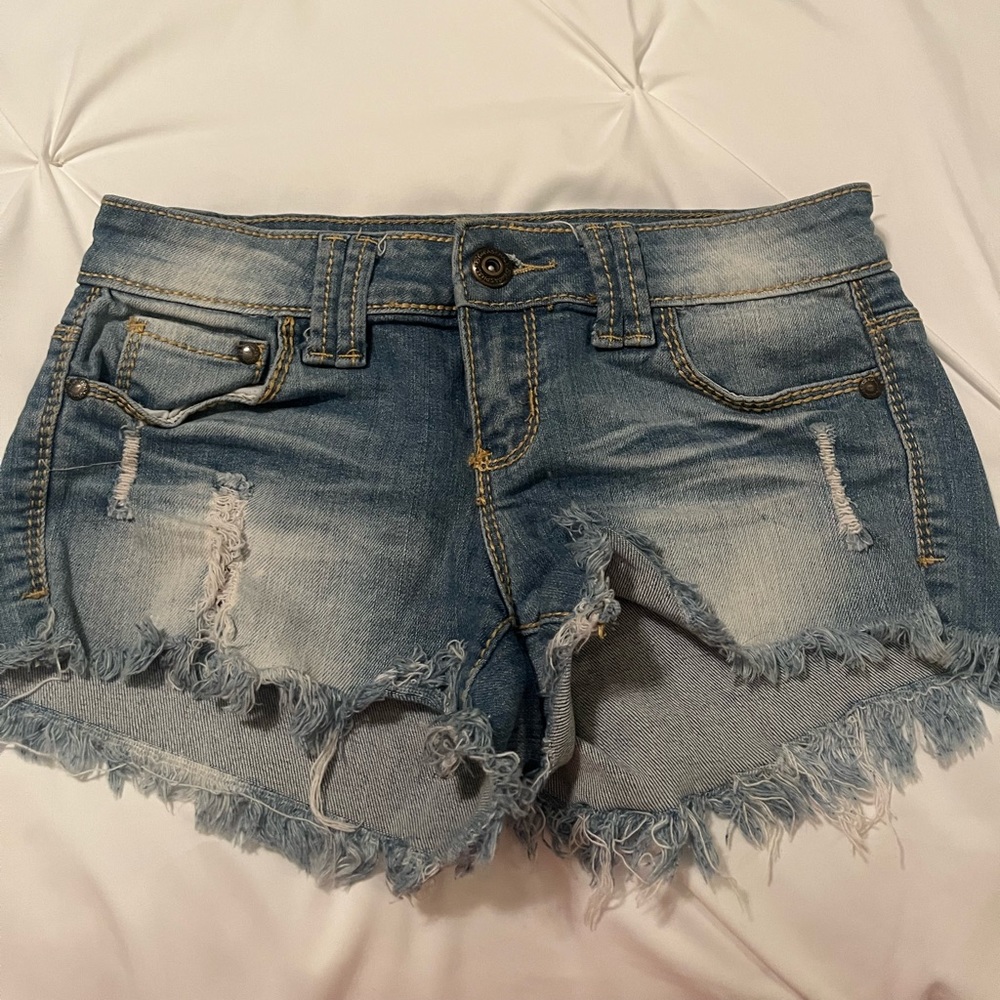 Blue Asphalt ripped shorts